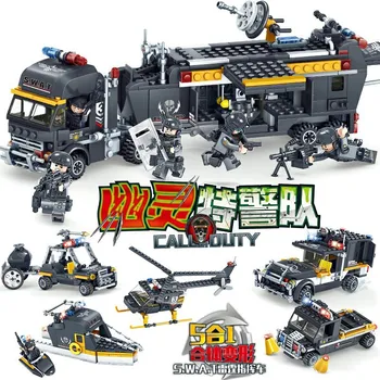 SWAT Police Truck Helicopter Deformation Model Building Blocks Military City Bricks For Children Toys Gifts
SWAT Police Truck Helicopter Deformation Model Building Blocks Military City Bricks For Children Toys Gifts
