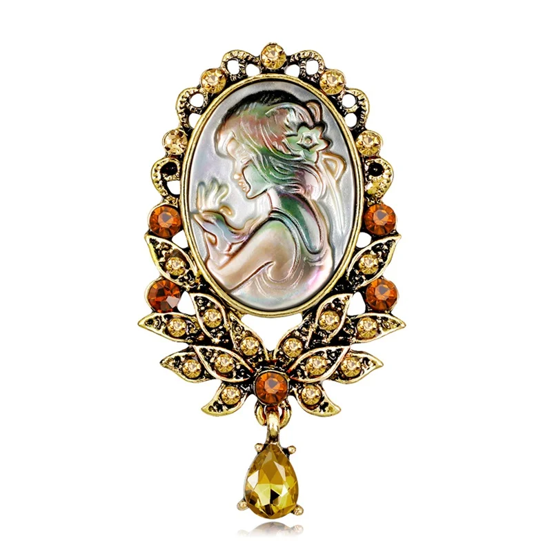 Real Shell Ancient Gold Silver Pendant Vintage Gothic Style Head Rhinestone Cameo Brooch For Women High Quality
Real Shell Ancient Gold Silver Pendant Vintage Gothic Style Head Rhinestone Cameo Brooch For Women High Quality
