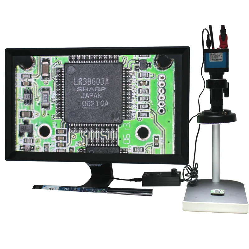 

14MP HDMI Microscope Camera For Industry Lab PCB USB Output TF Card Video Recorder + C-mount Lens + 144LED Light + Stand