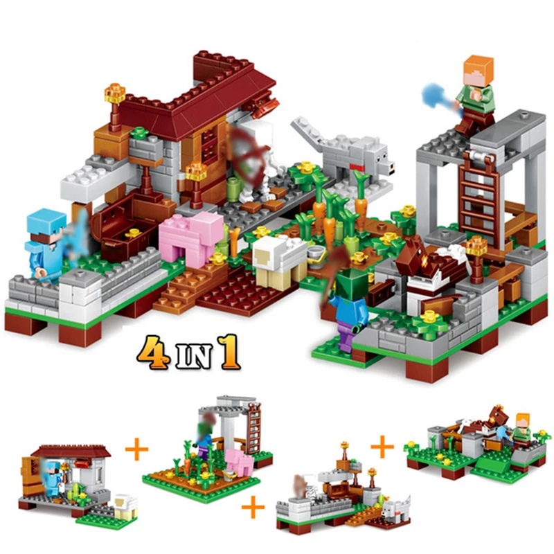 390+cs My World 4 in 1Village Farm Building Blocks Toys Compatible Major Brands City Action Minecraft Gift Toys For Children
390+cs My World 4 in 1Village Farm Building Blocks Toys Compatible Major Brands City Action Minecraft Gift Toys For Children