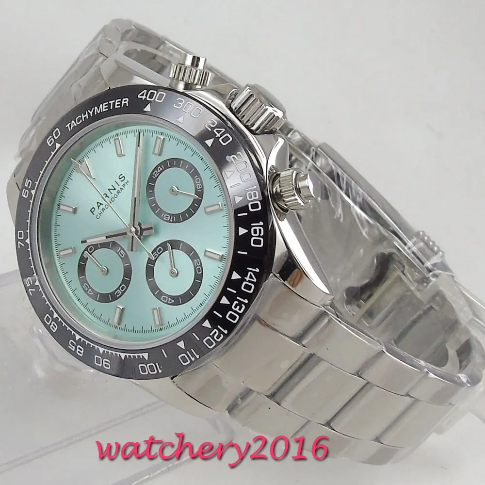 39mm parnis Blue Dial Sapphire Glass ceramic Bezel solid stainless steel case Chronograph Quartz movement men's Watch NEW Arrive
39mm parnis Blue Dial Sapphire Glass ceramic Bezel solid stainless steel case Chronograph Quartz movement men's Watch NEW Arrive
