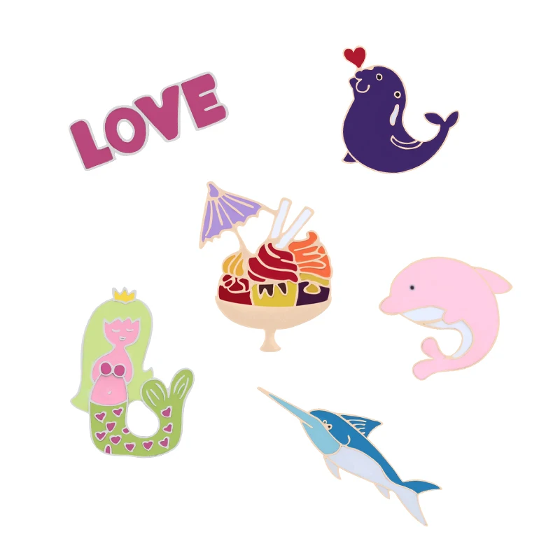 Ocean dolphin Shark Whale Enamel Pins Mermaid Ice cream Love Letter Badges Brooches Lapel Shirt Badge animals collection jewelry
Ocean dolphin Shark Whale Enamel Pins Mermaid Ice cream Love Letter Badges Brooches Lapel Shirt Badge animals collection jewelry