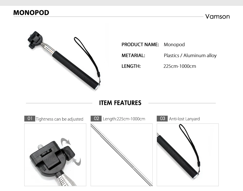 Vamson Accessories Set for for Gopro hero 7 6 5 4 3 kit 3 way selfie stick for Eken h8r / for xiaomi for yi EVA case VS77 Sadoun.com
