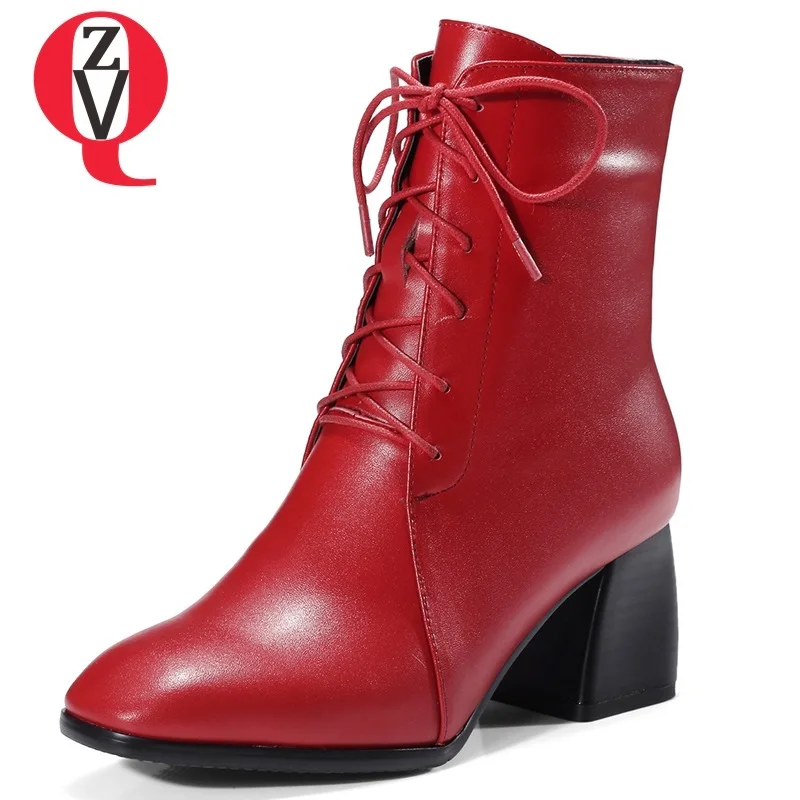 ZVQ newest handmade soft genuine leather zipper and lace-up square toe cross-tied high square heel ankle boots women plush shoes
ZVQ newest handmade soft genuine leather zipper and lace-up square toe cross-tied high square heel ankle boots women plush shoes