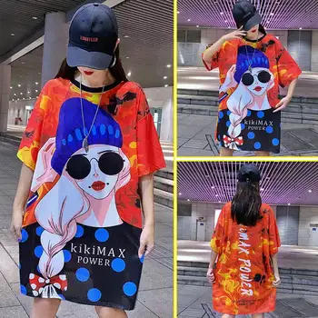 Summer maternity dress new quick-drying mesh loose long skirt fashion cartoon print pregnancy t-shirt 
Summer maternity dress new quick-drying mesh loose long skirt fashion cartoon print pregnancy t-shirt