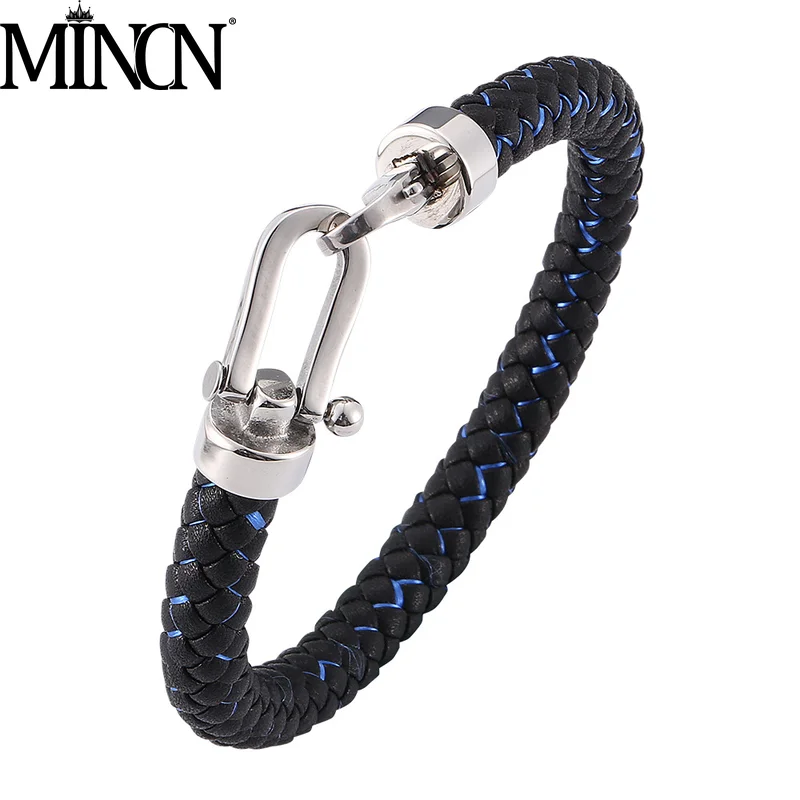 MINCN Bracelet Men's Leather Bracelet Stainless Steel Bracelet 2019 Men's Leather U-Buckle Bracelet 3 Color Jewelry
MINCN Bracelet Men's Leather Bracelet Stainless Steel Bracelet 2019 Men's Leather U-Buckle Bracelet 3 Color Jewelry