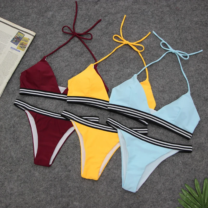 Women Swimsuit Bandage Solid Swimwear Halter Two Sexy Bikini Set Brazillian Biquini Push up Bathing Suit Women Maillot De Bain
Women Swimsuit Bandage Solid Swimwear Halter Two Sexy Bikini Set Brazillian Biquini Push up Bathing Suit Women Maillot De Bain