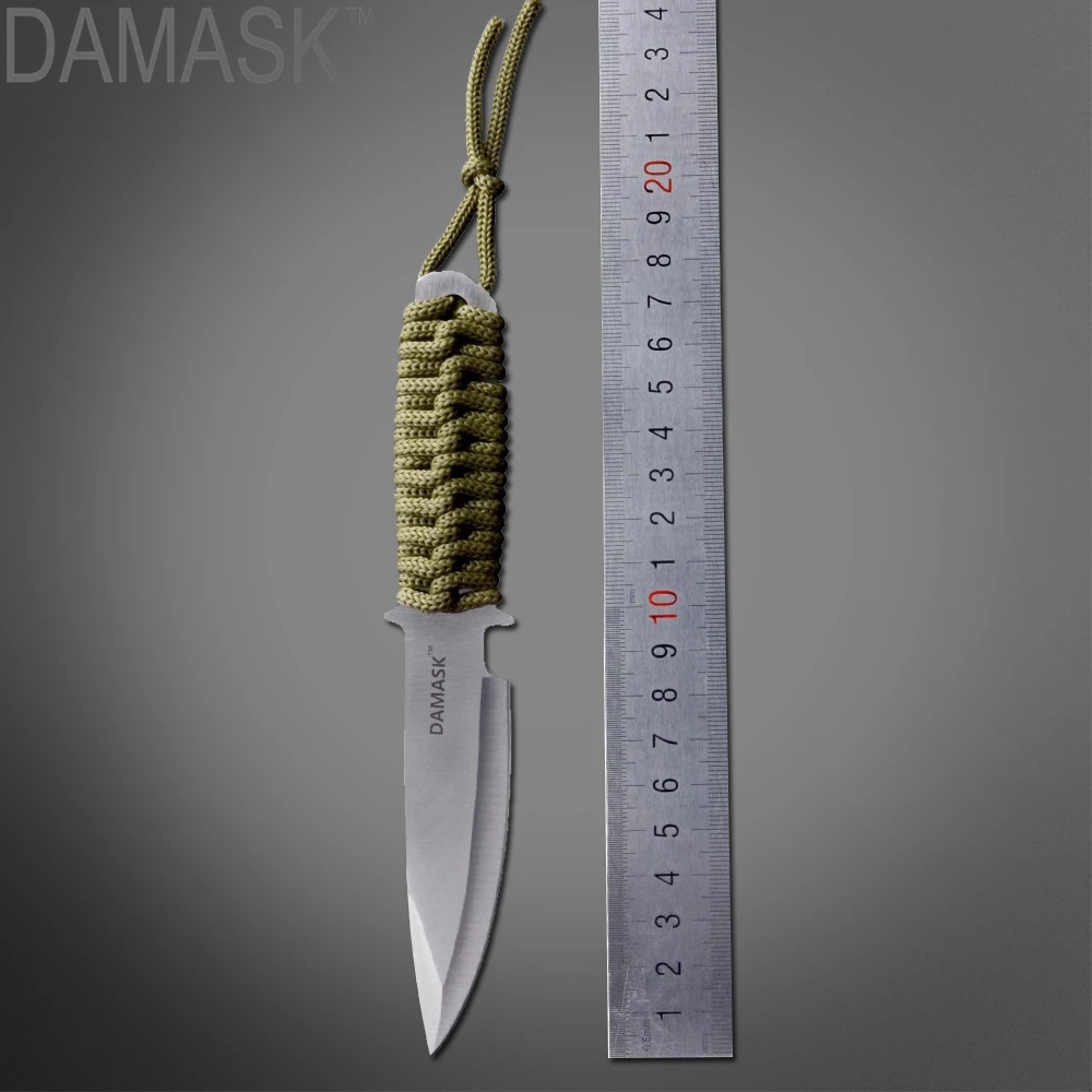 Damask Functional Knife Camping Hunting Survival Rescue Razor Blade Straight Knife 
Damask Functional Knife Camping Hunting Survival Rescue Razor Blade Straight Knife