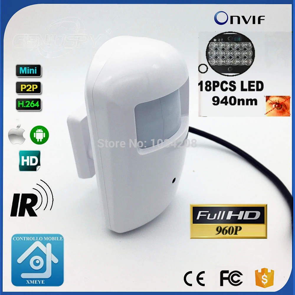 ПИР мини Тип HD 960P IP камера 18 светодиодный 940nm ИК внутренняя безопасность 1.3MP ONVIF