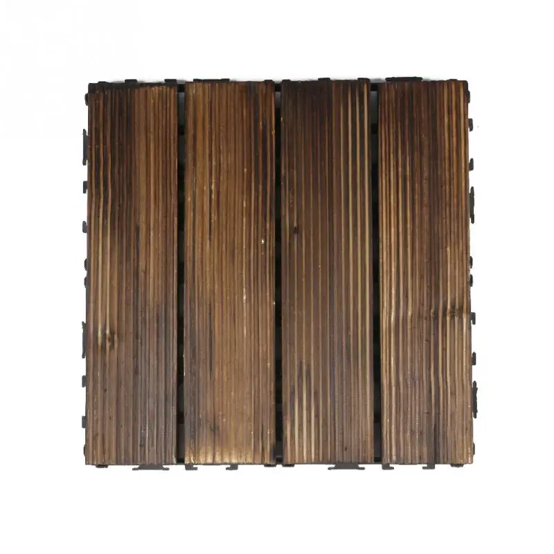 Image New Bare Decor Floor Interlocking Flooring Tiles in Solid Teak Wood Oiled Finish