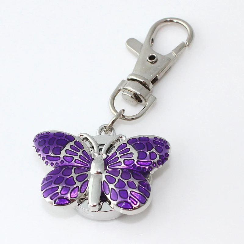 Metal Watch Mini Watches Brand New Fashion Crystal Butterfly Pocket Pendant Key Ring Chain Quartz Dress + Gift Bag GL36K | Наручные часы