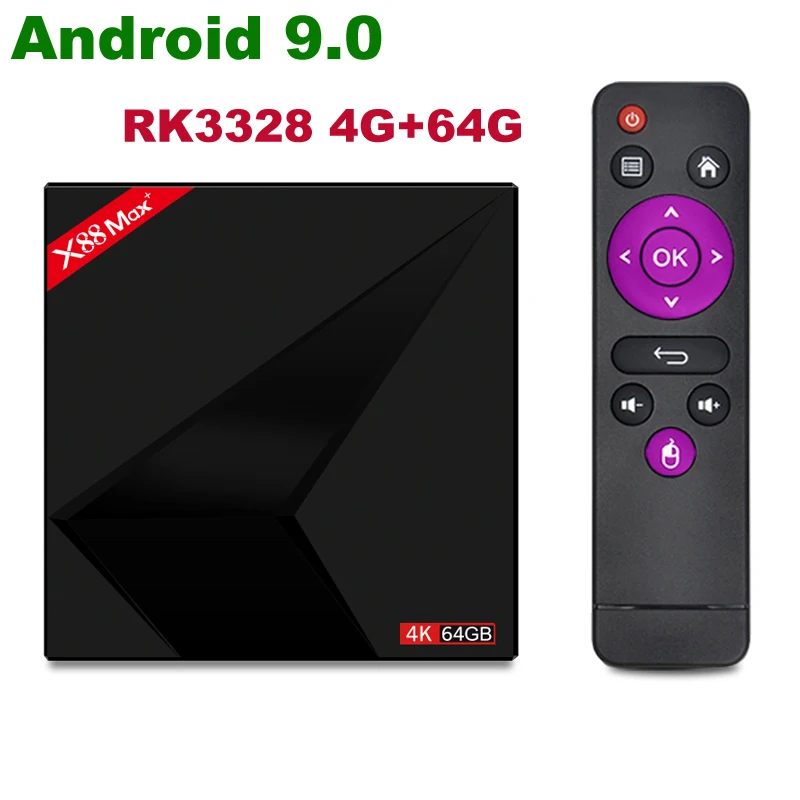 Android 9.0 TV Box X88 MAX Plus 4GB 64GB Rockchip RK3328 2.4G/5G dual Wifi BT V4.0 HDR10 4K VP9 3 USB Support mouse and keyboard
Android 9.0 TV Box X88 MAX Plus 4GB 64GB Rockchip RK3328 2.4G/5G dual Wifi BT V4.0 HDR10 4K VP9 3 USB Support mouse and keyboard