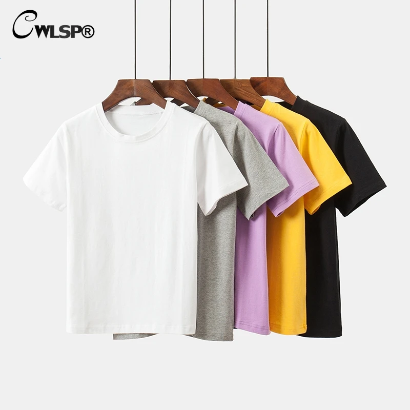 CWLSP Cotton Summer Solid Basic T shirts Woman Round Neck Loose Casual Top Female Short Sleeve camisetas mujer verano QL4164
CWLSP Cotton Summer Solid Basic T shirts Woman Round Neck Loose Casual Top Female Short Sleeve camisetas mujer verano QL4164