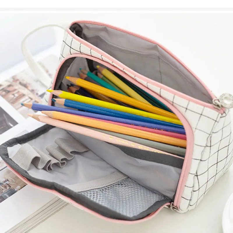 Kawaii Stripe Pencil Case Large Capacity Pen Bags Makeup Pouch Durable Canvas Triangle Student Big Stationery Storage Bag School
Kawaii Stripe Pencil Case Large Capacity Pen Bags Makeup Pouch Durable Canvas Triangle Student Big Stationery Storage Bag School