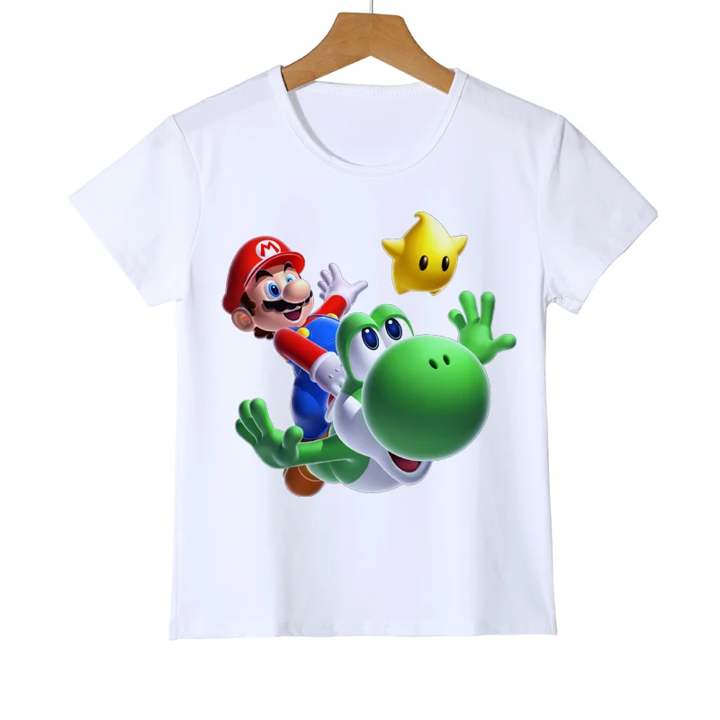 Cute Super Mario Bros Luigi Wario Mushroom Bowser Kids Boy Girl T-shirt Top Gift