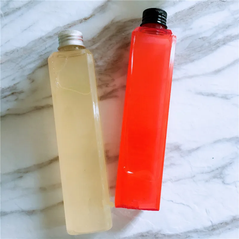 

Rectangle Thicker Plastic Transparent Fruit Juice Beverage Bottle Coffee Milk Tea Take Away Packs 250ml 500ml 10PCS