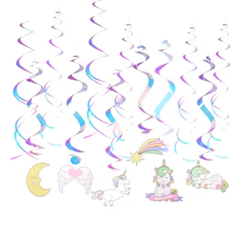 Set of 12 Girl Rainbow Unicorn Iridescent Foil Swirls Deluxe Cutouts Cartoon Hanging Birthday Baby Shower Wedding Party Supplies
Set of 12 Girl Rainbow Unicorn Iridescent Foil Swirls Deluxe Cutouts Cartoon Hanging Birthday Baby Shower Wedding Party Supplies