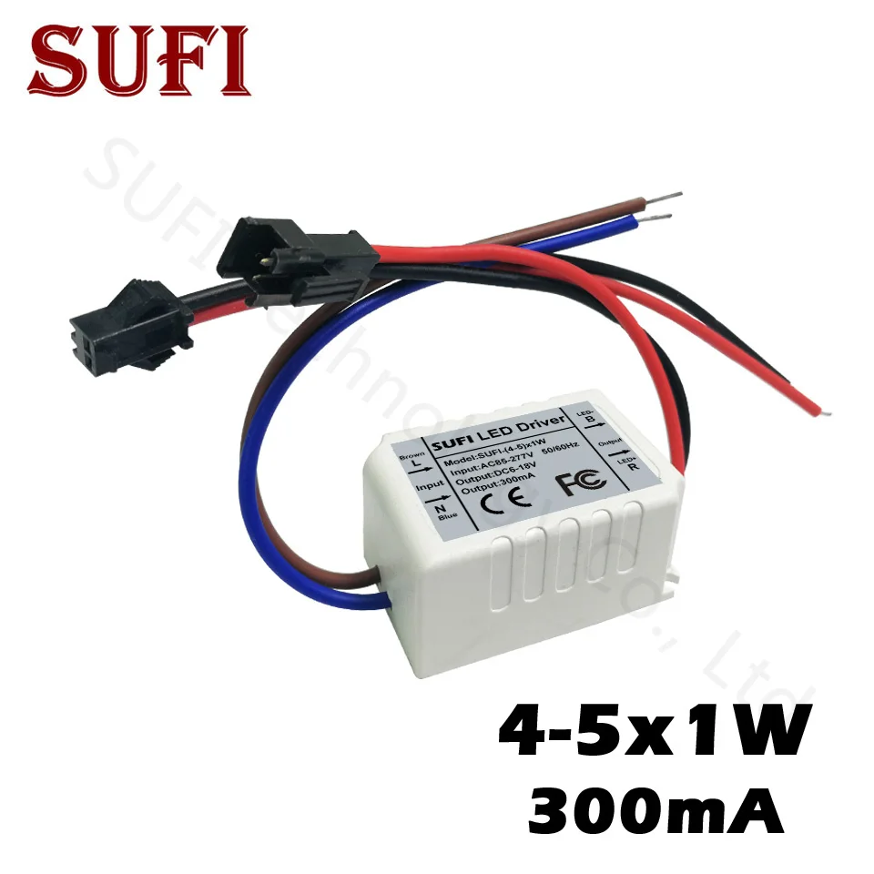 4-5x1W LED Driver 4W 5W 300mA DC 6-18V Plastic Case Adapter Lighting Transformer Switch for DIY LED Light bulb Grow Light
4-5x1W LED Driver 4W 5W 300mA DC 6-18V Plastic Case Adapter Lighting Transformer Switch for DIY LED Light bulb Grow Light