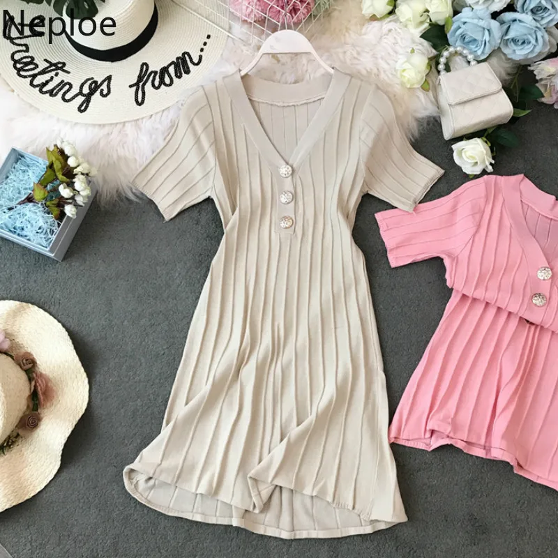 Neploe Knitted Bodycon Dress Summer 2019 V-Neck Short Sleeve Robe Sexy Single Breasted 2019 High Waist Dresses 44162
Neploe Knitted Bodycon Dress Summer 2019 V-Neck Short Sleeve Robe Sexy Single Breasted 2019 High Waist Dresses 44162