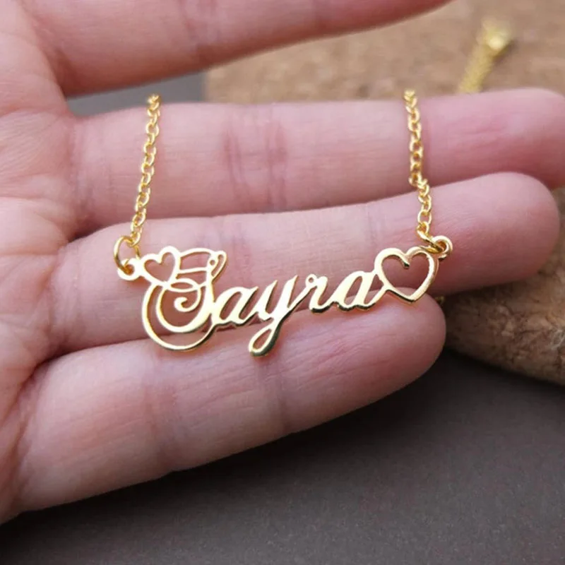 Custom Name Necklace with hollow Hearts Stainless Steel Gold Choker Personalized Jewelry For Women Maxi Colar Custom Necklace
Custom Name Necklace with hollow Hearts Stainless Steel Gold Choker Personalized Jewelry For Women Maxi Colar Custom Necklace