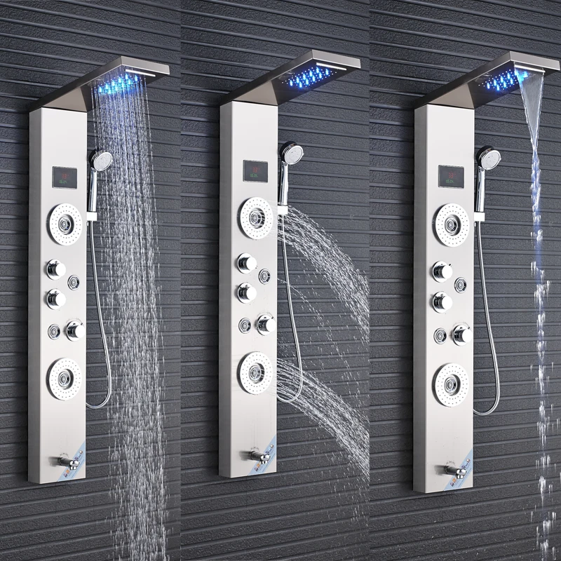 ULGKSD-Bath-Shower-Panel-Temperature-Display-Waterfall-Rain-Shower-Set-W-Sprayer-Nozzle-Tub-Faucets-Mixer (1)