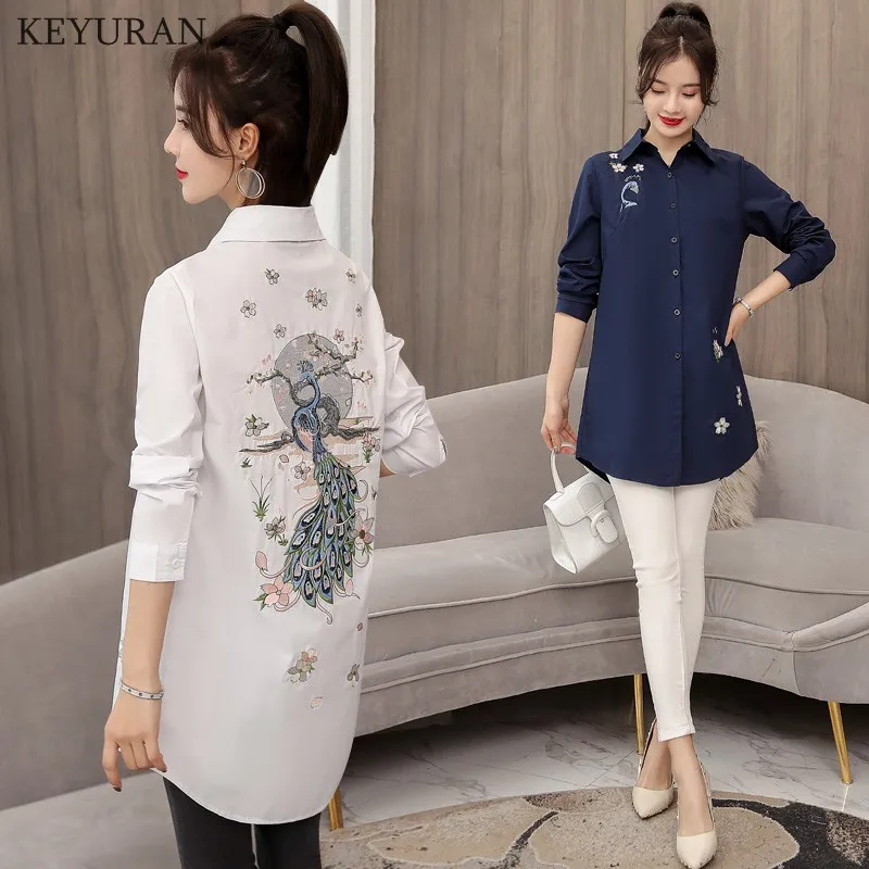 Peacock Floral Embroidery Blouse White Long Fashion Women Blouses 2019 Elegant Lapel Long Sleeve Shirt Casual Femme Blusas L3021
Peacock Floral Embroidery Blouse White Long Fashion Women Blouses 2019 Elegant Lapel Long Sleeve Shirt Casual Femme Blusas L3021