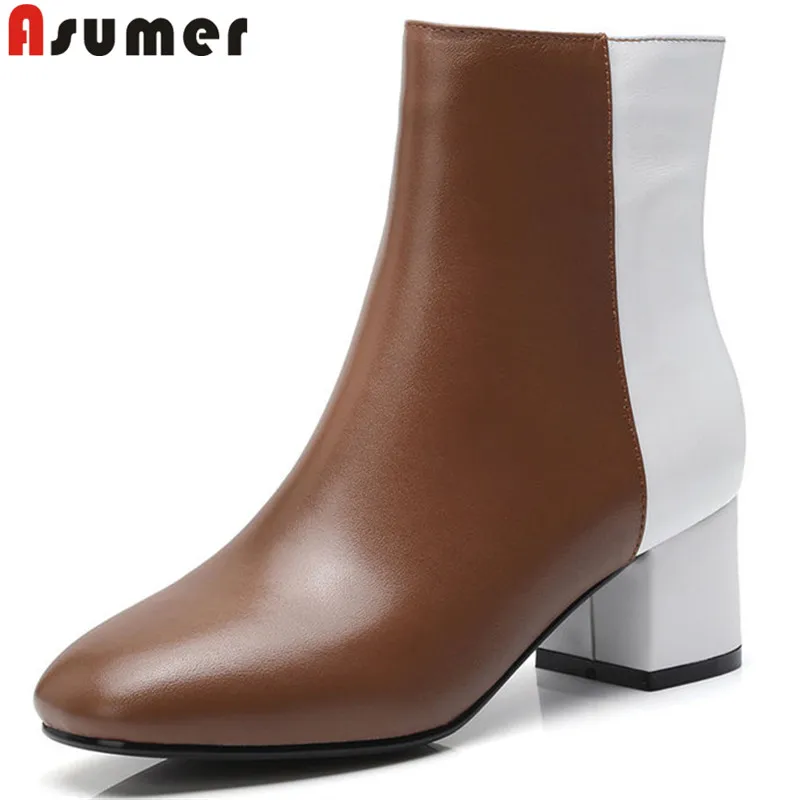 ASUMER 2020 fashion new shoes woman square toe ankle boots mixed colors genuine leather boots zip thick high heels boots
ASUMER 2020 fashion new shoes woman square toe ankle boots mixed colors genuine leather boots zip thick high heels boots