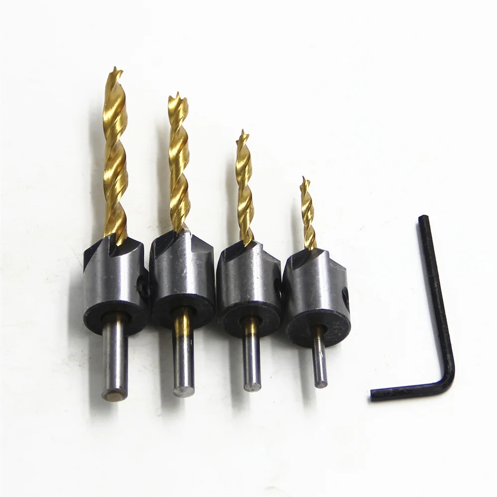 FGHGF 4PCS Useful Titanium Plated Screws Guide 5 Flute Countersink Bit Drill Press Set Chamfer Reamer Woodworking Power Tools
FGHGF 4PCS Useful Titanium Plated Screws Guide 5 Flute Countersink Bit Drill Press Set Chamfer Reamer Woodworking Power Tools