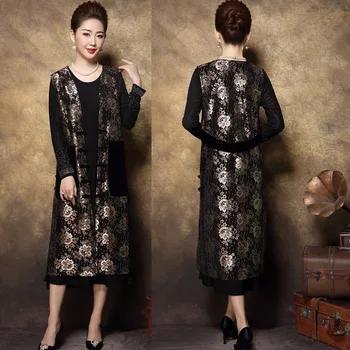 2018Spring middle age ladies Plus size lace embroidery Long Dress set Twinset Chinese style vintage party dress high-end L-XXXXL
2018Spring middle age ladies Plus size lace embroidery Long Dress set Twinset Chinese style vintage party dress high-end L-XXXXL