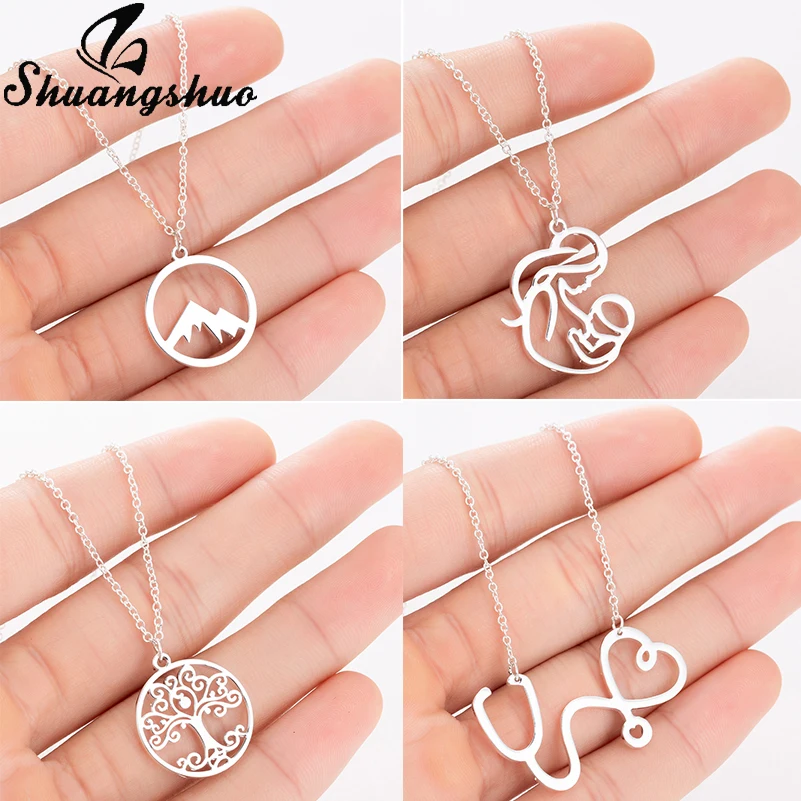 Shuangshuo Snow Mountain Necklaces For Women Stainless Steel Long Pendant Necklace Choker Femme Fashion Jewelry Collier
Shuangshuo Snow Mountain Necklaces For Women Stainless Steel Long Pendant Necklace Choker Femme Fashion Jewelry Collier