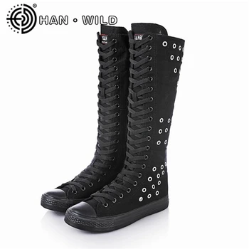 Women Casual Canvas Shoes Punk Style Knee High Shoes Spring Autumn Breathable Flat Sneakers for Women Side Zipper Lace up Flats
Women Casual Canvas Shoes Punk Style Knee High Shoes Spring Autumn Breathable Flat Sneakers for Women Side Zipper Lace up Flats