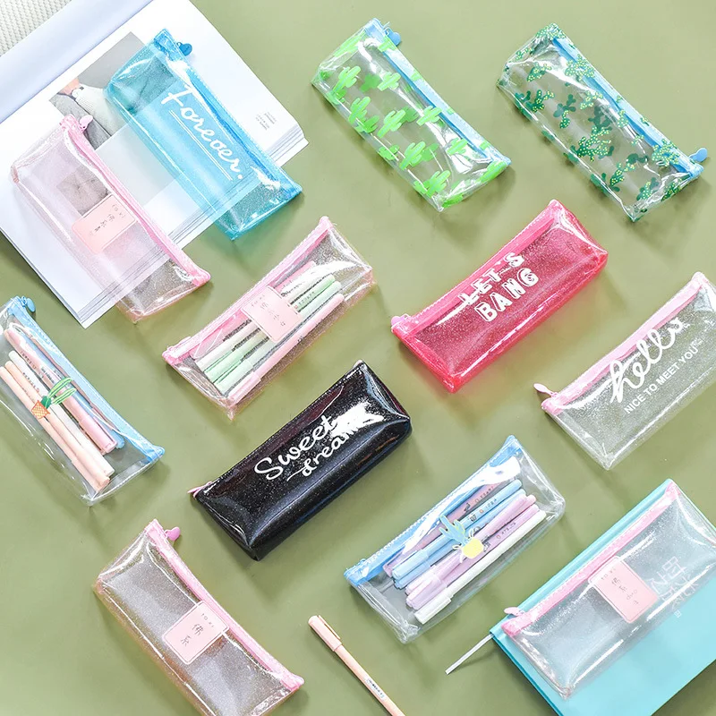 Transparent Pencil Cases for girls Cute PVC cactus pen bag School Supplies Stationery pouch kawaii Pencil Box canetas escolar
Transparent Pencil Cases for girls Cute PVC cactus pen bag School Supplies Stationery pouch kawaii Pencil Box canetas escolar