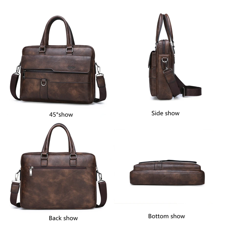 JEEP BULUO Men Briefcase Bag High Quality Business Famous Brand Leather Shoulder Messenger Bags Office Handbag 13.3 inch Laptop JEEP BULUO Men Briefcase Bag High Quality Business Famous Brand Leather Shoulder Messenger Bags Office Handbag 13.3 inch Laptop