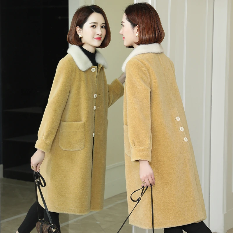 Tcyeek Real Sheep Shearing Jackets Women Autumn Winter Wool Coat Female Spring Parka Natural Mink Fur Collar Overcoat LWL1357
Tcyeek Real Sheep Shearing Jackets Women Autumn Winter Wool Coat Female Spring Parka Natural Mink Fur Collar Overcoat LWL1357