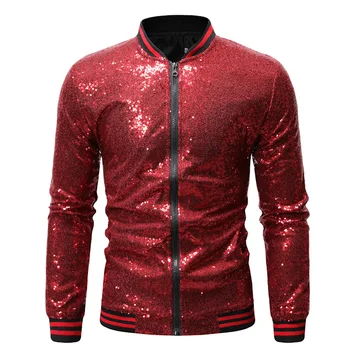 Autumn Men Jacket Fashion Shiny Gold Sequin Outerwear Coat Casual Striped Patchwork Streetwear Slim Fit Nightclub Male Jacket
Autumn Men Jacket Fashion Shiny Gold Sequin Outerwear Coat Casual Striped Patchwork Streetwear Slim Fit Nightclub Male Jacket