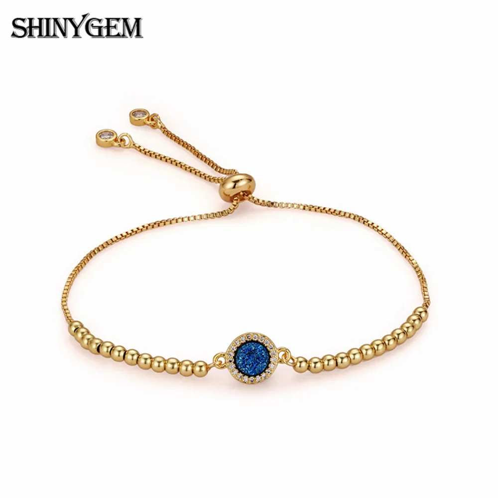 ShinyGem Simple Design Round Druzy Bracelets Adjustable Golden Bead Chain Bracelets Cute Small Natural Stone Bracelets For Women
ShinyGem Simple Design Round Druzy Bracelets Adjustable Golden Bead Chain Bracelets Cute Small Natural Stone Bracelets For Women
