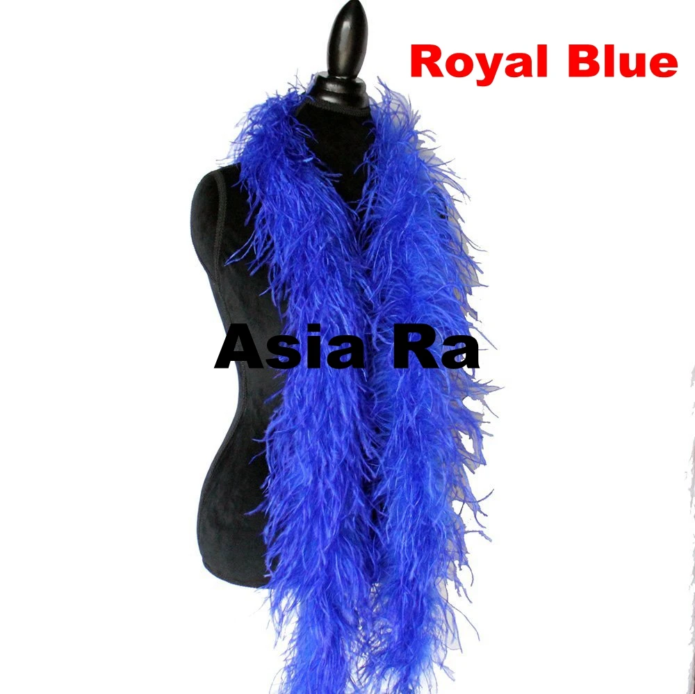 

10 meters/lot 2ply Royal Blue Dyed Ostrich Feather Boa,feather boa fringes strips for wedding/party, feather scarf ,22 colors