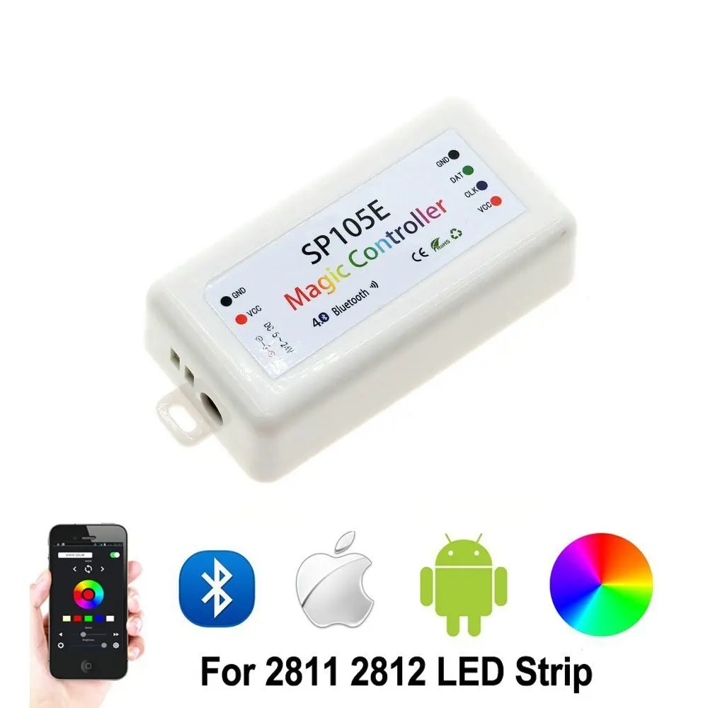 SP105E Symphony Bluetooth APP Controller 5-24V Universal Support 16 kinds of IC WS2811 Bluetooth Controller
SP105E Symphony Bluetooth APP Controller 5-24V Universal Support 16 kinds of IC WS2811 Bluetooth Controller