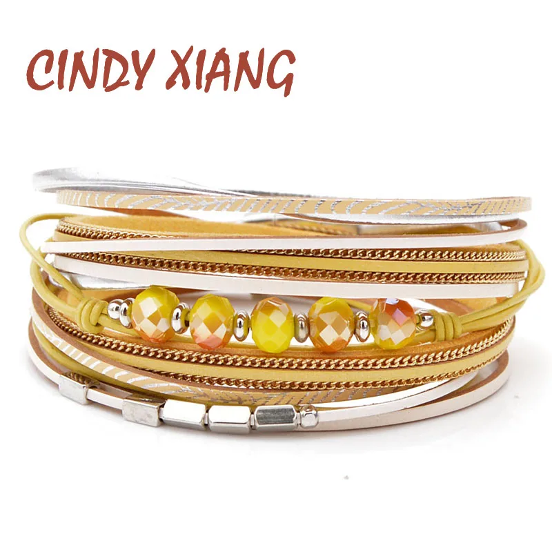 CINDY XIANG New Yellow Color Leather Rope Twisted Bracelets For Women Long Multi-layer Bangles Cuff Bracelets Summer Jewelry
CINDY XIANG New Yellow Color Leather Rope Twisted Bracelets For Women Long Multi-layer Bangles Cuff Bracelets Summer Jewelry