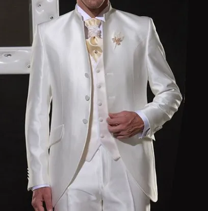 2018 White Satin Stand Collar Men Men Suits Men Classic Suits Wedding Suit For Groomsmen Italy Retro Party Party Tuxedos
2018 White Satin Stand Collar Men Men Suits Men Classic Suits Wedding Suit For Groomsmen Italy Retro Party Party Tuxedos