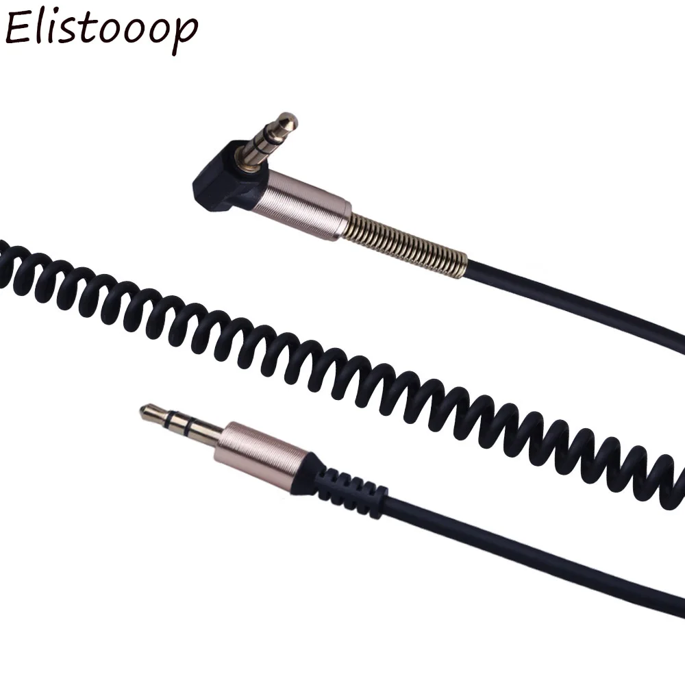 Elistooop 3.5 Jack Aux Cable 3.5mm Car Spring Audio Cable Gold Plated jack male to male speaker cables for Headphone Speaker