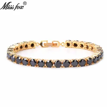 MISSFOX Hip Hop 6mm Women Men Tennis Bracelet Black Cubic Zirconia Luxury Brand 18k Gold Plated Copper Metal Bracelet
MISSFOX Hip Hop 6mm Women Men Tennis Bracelet Black Cubic Zirconia Luxury Brand 18k Gold Plated Copper Metal Bracelet