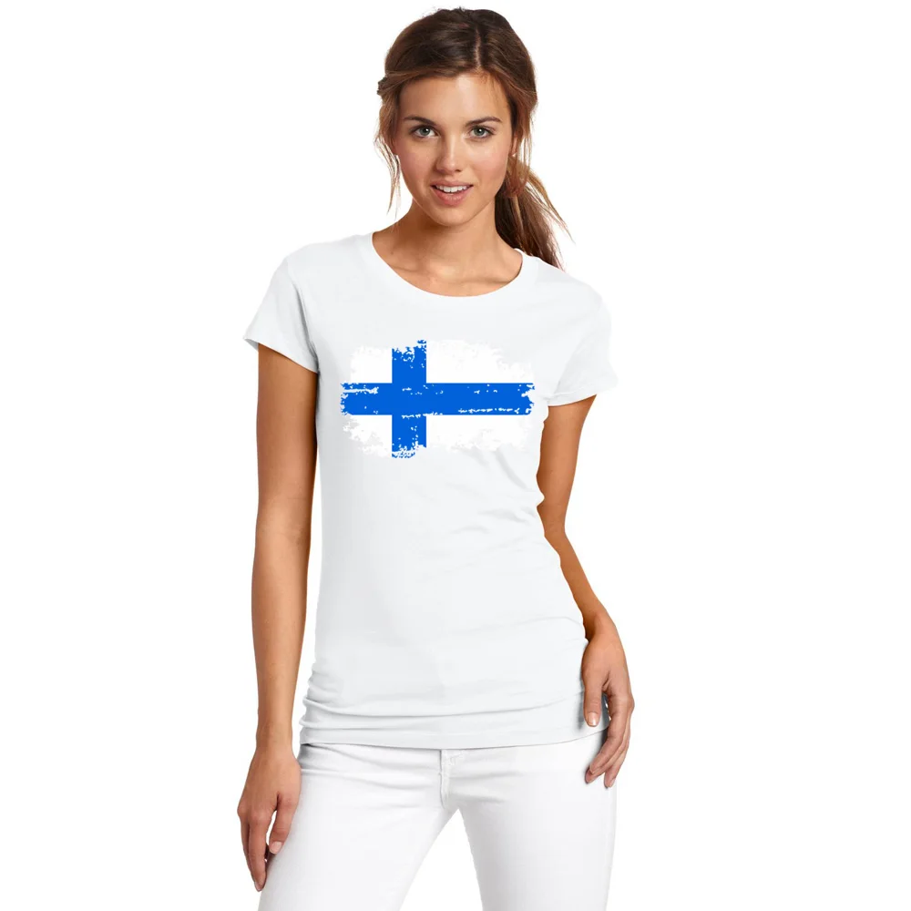 Finland Nostalgic Flag Printed Costume for Women Cotton Round Neck Women Tshirt White Color Short Sleeve Top
Finland Nostalgic Flag Printed Costume for Women Cotton Round Neck Women Tshirt White Color Short Sleeve Top