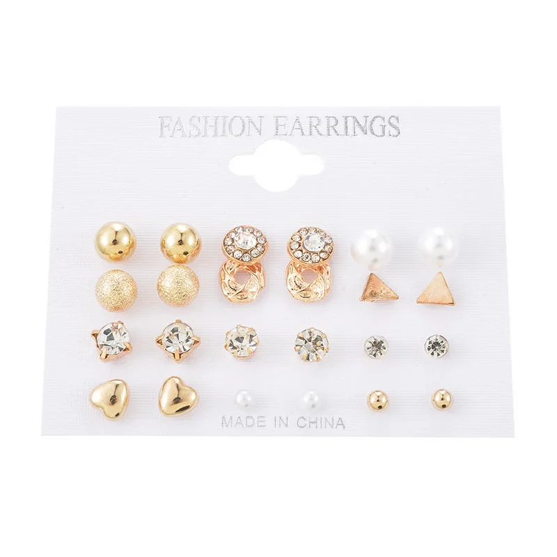 MJARTORIA Fashion 12 Pair/set Women Square Crystal Heart Geometry Stud Earrings Women Piercing Simulated Pearl Flower Earrings
MJARTORIA Fashion 12 Pair/set Women Square Crystal Heart Geometry Stud Earrings Women Piercing Simulated Pearl Flower Earrings