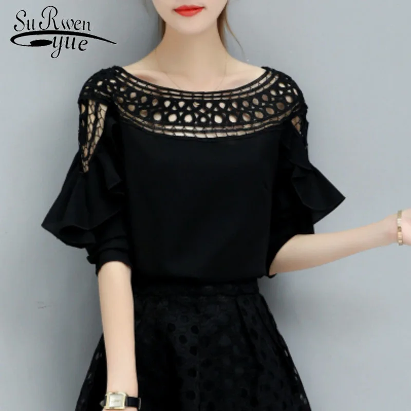 2019 autumn fashion women blouse hollow out solid slash neck butterfly sleeve causal women top Chiffon blouse trim 1021 40
2019 autumn fashion women blouse hollow out solid slash neck butterfly sleeve causal women top Chiffon blouse trim 1021 40