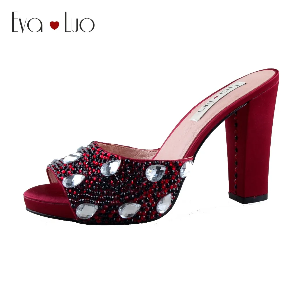 CHS1009 Custom Made Red Black Crystal Block Heel Women Slippers Slides Dress Shoes Bridal Wedding Shoes
CHS1009 Custom Made Red Black Crystal Block Heel Women Slippers Slides Dress Shoes Bridal Wedding Shoes