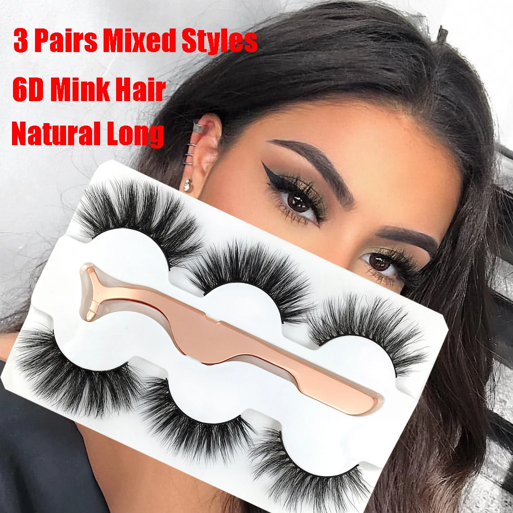3 Pairs 6D Mink Hair Mixed False Eyelashes With Gold Tweezer Crisscross Natural Long Fluffy Eyelashes Extension Lashes
3 Pairs 6D Mink Hair Mixed False Eyelashes With Gold Tweezer Crisscross Natural Long Fluffy Eyelashes Extension Lashes