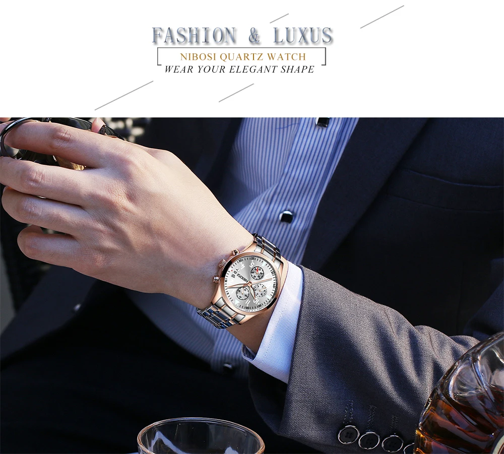 Relogio Masculino NIBOSI Mens Watches Top Brand Luxury Famous Brand Watch Men Waterproof Stainless Steel Sport Watch For Men (50)