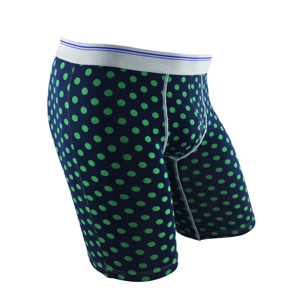 

Charming Green Dot Long Leg Boxer Shorts Plus Size Cotton Men's Boxer Underwear Sexy Male Underpants Breath Calzoncillo Hombre