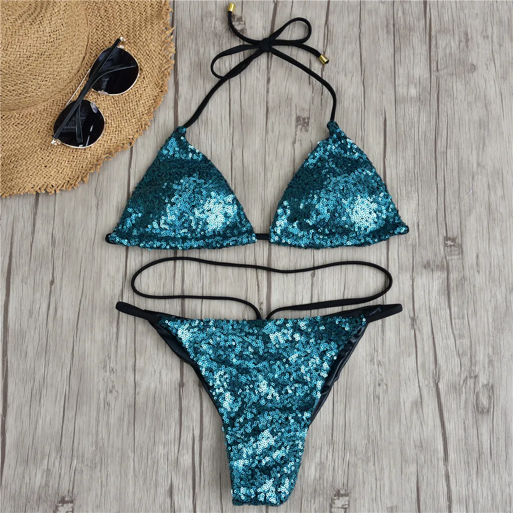 2018 Bling-bling Shiny Glitter Swimming Suit Sexy Halter Sequins Bikini Low Waist Bather Deep V Cut Out Color Diamond Swimsuit
2018 Bling-bling Shiny Glitter Swimming Suit Sexy Halter Sequins Bikini Low Waist Bather Deep V Cut Out Color Diamond Swimsuit